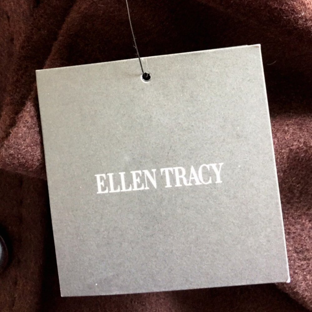 NWT ELLEN TRACY Wool Blend Coat Hooded w/Fox Fur 8 - Picture 5 of 5